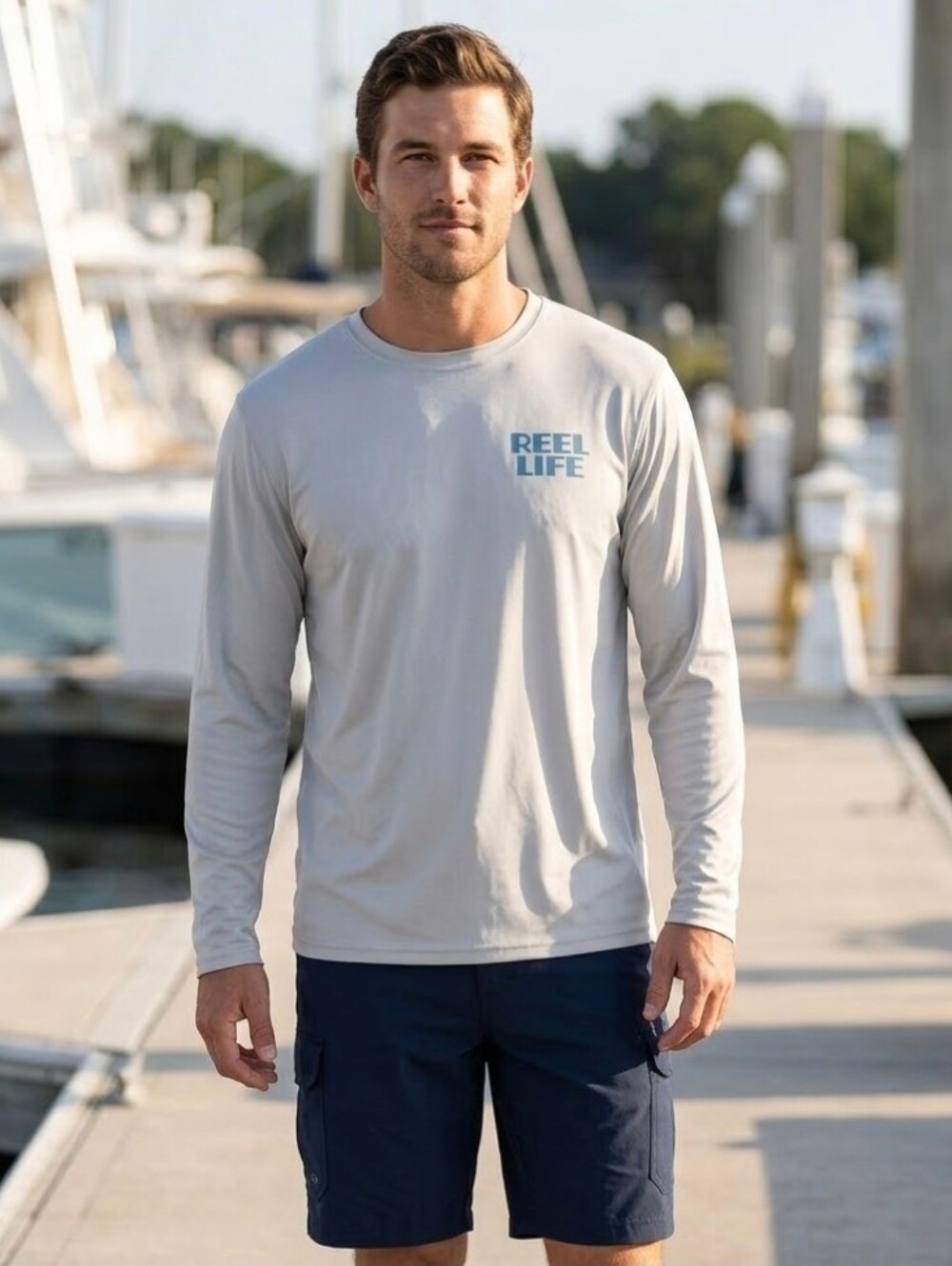 Reel Life Gray Dri-fit Long Sleeve Shirt Mens Size Xl Xlarge Tee Top Reellife